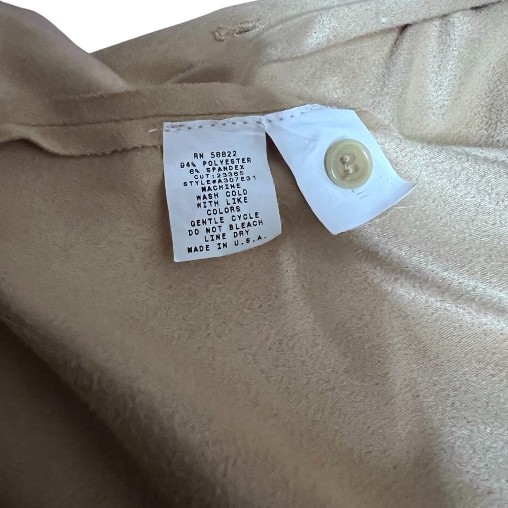 VINTAGE MAXSTUDIO Faux Suede 90s Y2K Beige Chamois Flare Sleeve Blouse SZ: L - Picture 7 of 10